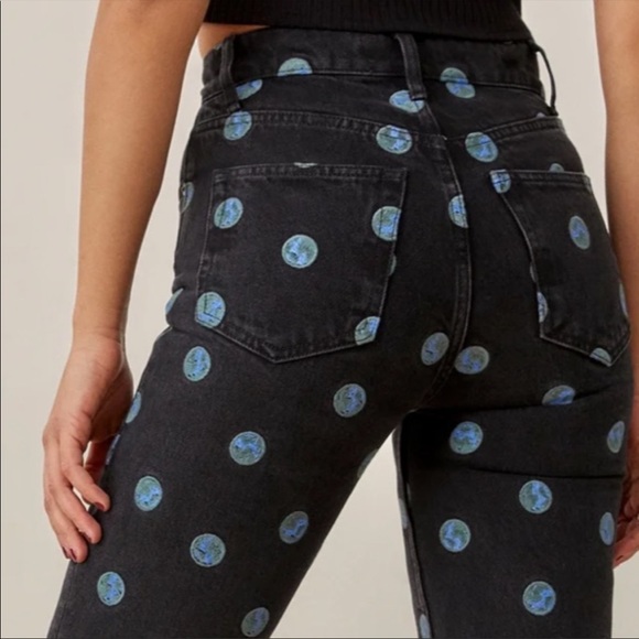 Reformation Earth Embroidered High Rise Straight Jeans 28” - Picture 6 of 13